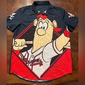 Atlanta Braves Blooper Baseball MLB Men’s Button Up Character Shirt Notag Large?